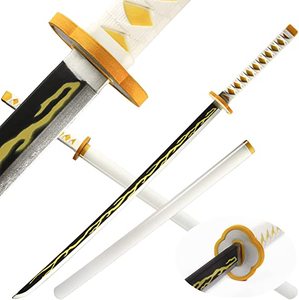 104CM démon tueur <span class=keywords><strong>Rengoku</strong></span> Kyoujurou <span class=keywords><strong>Katana</strong></span> jouets Anime accessoires en bois épée japonais Katanas Cosplay - Product Image 3