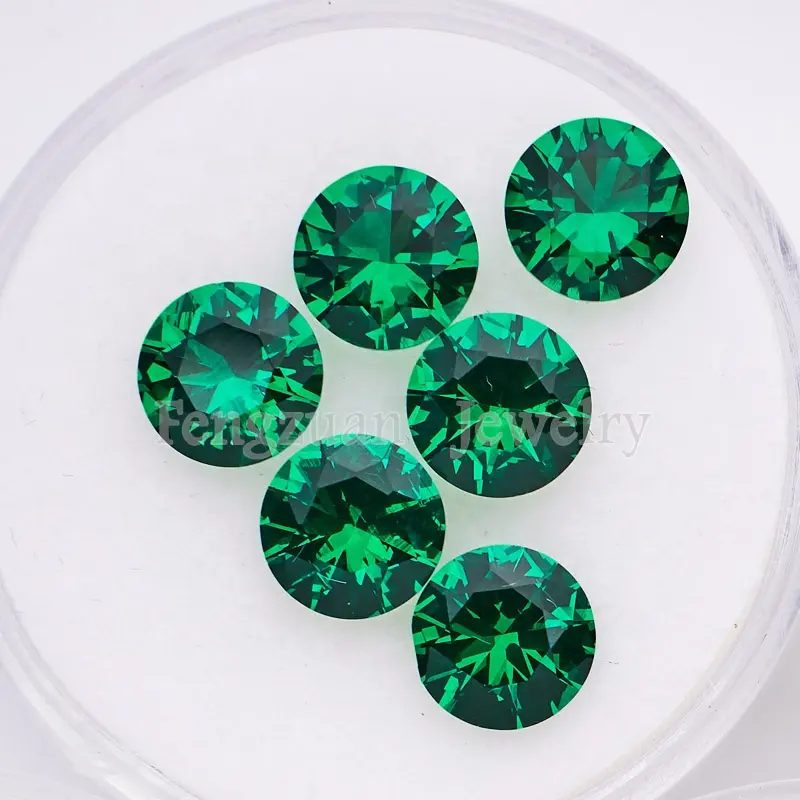 Factory wholesale wuzhou loose cz gemstone 1mm 1.75mm 6mm 5a round shape green nano cubic zirconia for jewelry