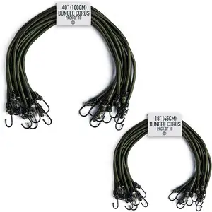 Multiple Size Bungee Cord Assortment with Hooks for Cargo Tie Down Transport Camping and Storage