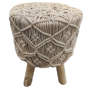 Round Soft <strong>Footstool</strong>, Cotton Rope Woven <strong>Low</strong> <strong>Footstool</strong>, Stable Three Legged <strong>Low</strong> <strong>Footstool</strong> for Living Room,bedroom - Product Image 1