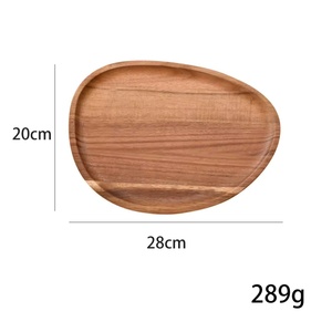 Plateau de service en bois d'acacia écologique et durable, plateau de dîner irrégulier personnalisé avec logo, plateau pour collations, fruits, desserts pour les fêtes - Product Image 3