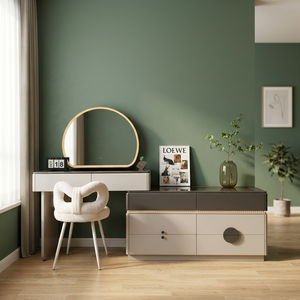 Table de maquillage moderne avec miroir éclairé et tiroirs de rangement pour meubles de chambre - Product Image 3