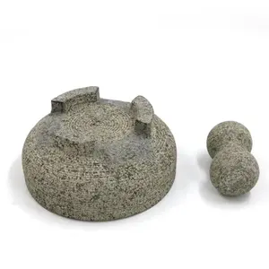 Factory Natural Stone Customized Tool Capsicum 20*9cm Reuse Family Hand Movement Granite Pestle And Mortar