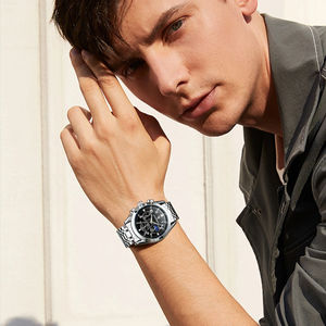 Para 8169 personalizable de acero inoxidable reloj de negocios para hombre puntero impermeable luminoso cronógrafo cuarzo moda elegante - Product Image 6