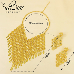 Exquisite Statement Pakistan Style Middle Eastern Jewelry Set 24K Gold Alloy Titanium Big Earrings Collar for Nigeria Wedding - Product Image 5