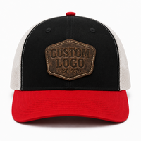 Casquette de camionneur respirante en maille à 6 panneaux avec logo en cuir personnalisé OEM de haute qualité pour la pêche et la chasse en extérieur