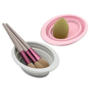 BHD Tragbares Wasch werkzeug Faltbares, weiches Silikon-Make-up-Reinigungs bürste Matten schale Zusammen klappbares Make-up-Reinigungs pad für Bürsten