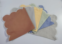Serviettes et sets de table en coquille Saint-Jacques faits main populaires 2026, ourlets de différentes couleurs pour mariage privé, avion, restaurant, café