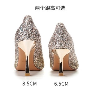 Zapatos de Tacón Alto con Punta en Pico y Brillantina para Novia, Zapatos de Boda con Cristales 6682-8 - Product Image 2