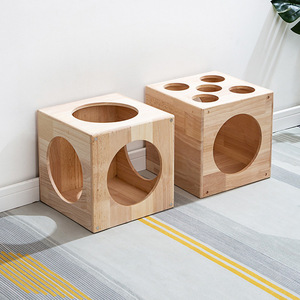 Wooden Dice Combination Cat <b>House</b> Multifunctional Pet <b>Bed</b> For Indoor Cats Small Size Four Seasons Use - Product Image 4