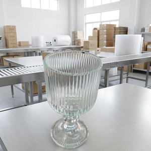 Luxury Ribbed Stem Glass 400ml Clear <b>Wine</b> <b>Goblet</b> for Home Kitchen Hotel Restaurant Bulk Supply - Product Image 2