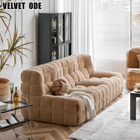 Nouveauté Canapé de luxe en tissu doux de designer - Kashima Grid - Couture en peluche 3 places Chic et élégant pour un salon moderne et lumineux