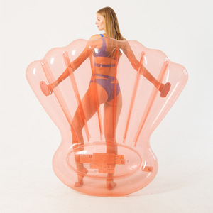 Fauteuil flottant gonflable pour adultes en forme de coquille rose, 160x160x20cm, en PVC, avec coussin - Product Image 1