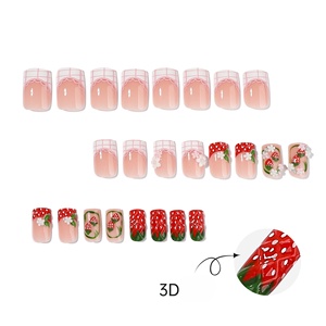 Ongles autocollants à thème du FC <span class=keywords><strong>Barcelone</strong></span>, inspirés des maillots <span class=keywords><strong>de</strong></span> Lionel <span class=keywords><strong>Messi</strong></span> et Neymar n°11, ongles stiletto rouges et bleus avec accent doré - Product Image 2
