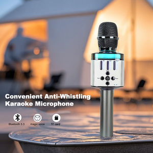 Micro không dây cầm tay karaoke tích hợp loa Bluetooth 5W/10W OEM, có đèn RGB - Product Image 2