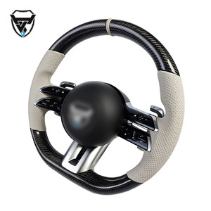 Volant modifié en cuir beige en fibre de carbone pour Mercedes Benz C GLC E S CLS <span class=keywords><strong>AMG</strong></span> ZC-223-T2-GW - Product Image 2