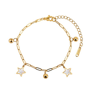 Chevillères d'été de plage en acier inoxydable de qualité supérieure avec breloques coquillages et étoiles, chaîne à maillons polie, bijoux chics et élégants pour femmes - Product Image 1
