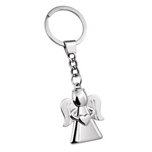Portachiavi in Metallo Personalizzato con Logo, Piccolo Angelo con Cuoricino - Product Image 1