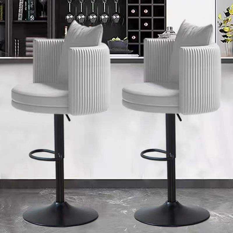 Adjustable Swivel Bar Stool PU Leather Upholstered High Chair Stainless ...