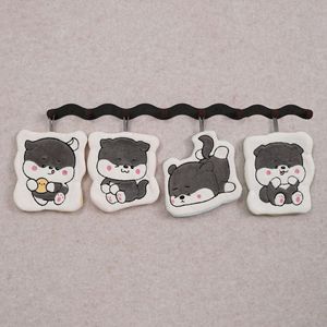 Serviette à main en polaire corail, motif chiot gris de dessin animé, extra-épaisse, très absorbante, créative, à suspendre, pour la cuisine - Product Image 1