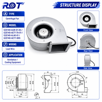 Ventilador Centrífugo AC G2E140-AE77-79-01, 230VAC, 370m3/h, 140mm, Rotor Externo, Soplador Industrial para Ventilación HVAC, Repuesto