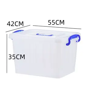 กล่องเก็บของ70L HDPE มีที่จับ & ล็อคกล่องจัดระเบียบในครัวเรือนพลาสติกแข็งแรงพร้อมล้อกล่องจัดระเบียบเสื้อผ้าของเล่น