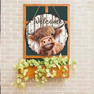 Décoration murale en bois imprimée UV avec numéro de porte et logo de bienvenue, série Bovins <span class=keywords><strong>des</strong></span> Highlands, pour <span class=keywords><strong>la</strong></span> remise <span class=keywords><strong>des</strong></span> diplômes et Thanksgiving - Product Image 2