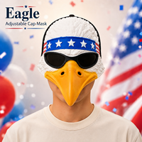 Masque d'aigle réaliste avec casquette de baseball réglable, design drapeau américain, costume d'oiseau intégral pour Halloween, cosplay et fêtes