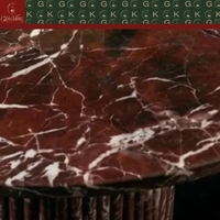 Table à manger ronde en marbre Rosso Levanto de luxe GOLDKING, meubles en pierre sur mesure pour la décoration de cuisine de villa moderne