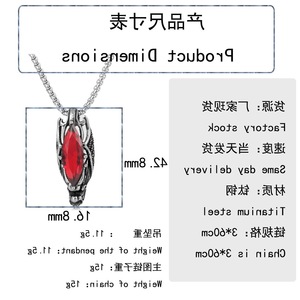 yunnique Dragon Gemstone Pendant Stainless Steel <b>Red</b> Crystal Claw Setting Men's Fashion Necklace 60cm Chain Gift Jewelry - Product Image 2