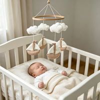 Mobile bébé en peluche aux couleurs neutres et au design simple, jouets suspendus pour chambre d'enfant, cadeau pour nouveau-né