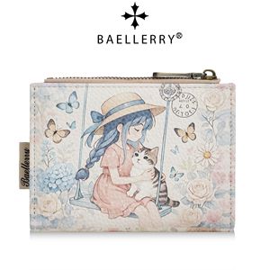 กระเป๋าใส่บัตรลายดอกไม้และแมวสไตล์อนิเมะสำหรับผู้หญิง ยี่ห้อ Baellerry พร้อมช่องใส่เหรียญแบบซิปเดียว ขนาดเล็ก เหมาะสำหรับใช้ในชีวิตประจำวัน - Product Image 5