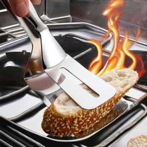 Nouvelles pinces de cuisine multifonctionnelles en acier inoxydable de petite taille, cuillère de cuisson, spatule de retournement sécurisée pour steak frit, pince à pain et à steak - Product Image 3