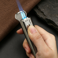 Briquet à gaz Jobon ZB587 moderne à trois jets de flamme, coupe-vent en métal, visible, pour cigares et barbecue, vente en gros