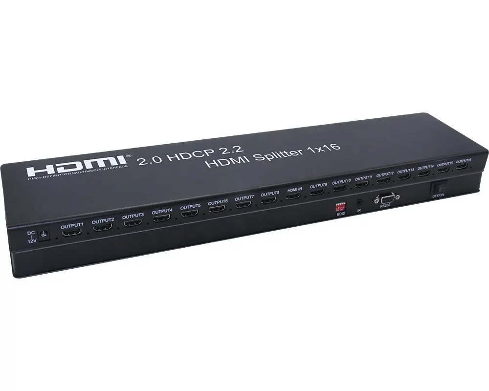 V2.0 HDMI Splitter 1x16 4K(HDMI2.0,HDCP2.2,4K,IR extension,EDID management,RS232)[Black] HDMI Splitter 1x16