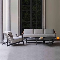 Ensemble de canapés d'extérieur en aluminium nordique de luxe moderne, 5 places, meubles de jardin surdimensionnés, design ergonomique, respectueux de l'environnement, résistant à la rouille
