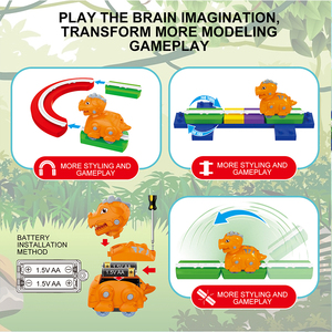 Meilleures ventes <span class=keywords><strong>2022</strong></span> : Ensemble de jeu pour enfants avec toboggan de course, puzzle en plastique, effets lumineux et sonores, jouets <span class=keywords><strong>dinosaures</strong></span> et circuit de voitures - Product Image 4