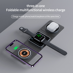 Cargador inalámbrico magnético plegable 3 en 1 estación de carga almohadilla de carga de viaje para <span class=keywords><strong>Apple</strong></span> <span class=keywords><strong>Watch</strong></span> iPhone 15 Cargador inalambrico - Product Image 3