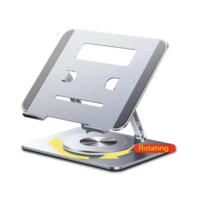 Soporte giratorio para portátil y tableta, rotación de 360 grados, soporte de escritorio ajustable de aluminio para Tablet y portátil