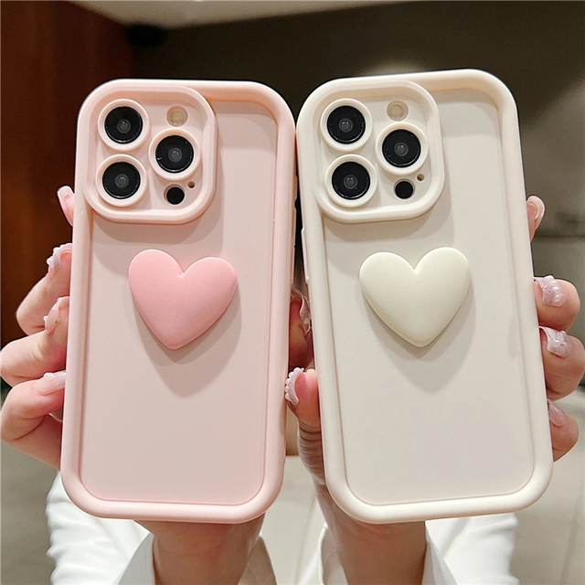 love Heart New 3d Cartoon Silicone Phone case for iphone 14 13 12 Plus for iphone 15 Cases for Ladies