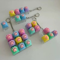 En gros, Porte-clés en plastique en forme de patte de chat, anti-stress, type clavier à pression, breloque de sac, porte-clés LED en forme de patte de chat