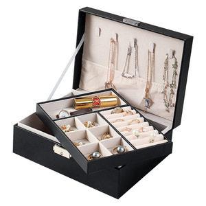 Popular Lady Style Leather Jewelry Set Display Earrings Necklace <b>Rings</b> <b>Box</b> Organizer Case - Product Image 1