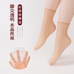 ถุงน่องคริสตัลซิลค์ 0D บางเฉียบ ยาวระดับน่อง ป้องกันการลื่น นวดฝ่าเท้า ระบายอากาศได้ดี สีพื้น ถุงเท้าผู้หญิง - Product Image 2