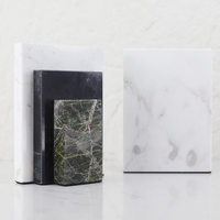 Serre-livres en marbre Tuohuangniu, vente en gros d'usine, pierre verte et noire sculptée, forme irrégulière, décoration de luxe moderne, support de livre pour bureau