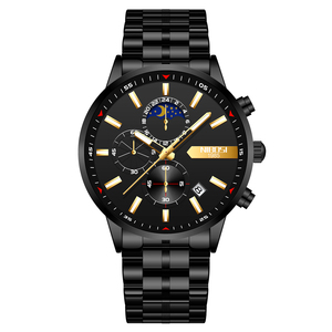 Reloj de pulsera de cuarzo de acero inoxidable NIBOSI 2501 para hombre, cronógrafo deportivo de lujo para negocios, caja de aleación impermeable a la moda - Product Image 1