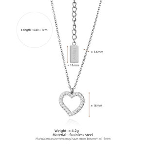 Collar de Joyería con Colgante de Corazón de Acero Inoxidable 316L con Zirconia, Resistente al Agua y al Deslustre, con Logotipo Personalizado para Mujer - Product Image 6