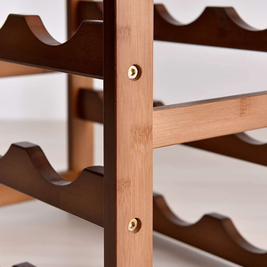 Portabottiglie per Vino Autoportante Moderno ed Ecologico in Legno a Strisce, a 2 Livelli, Capacità 18 Bottiglie, Scaffale Decorativo per Bar - Product Image 3