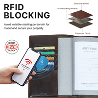 Housse de Bible en cuir pleine fleur avec blocage RFID, étui de voyage vintage pour journal, carnet, manuscrit – Taille et couleur personnalisables