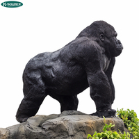 Statue de gorille en cuivre, grande taille, sculpture animale, jardin extérieur,