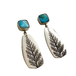 Forest Series Pine Tree Drop <b>Earrings</b> Bezel Setting Copper Ear <b>Post</b> Party Fashion Dangle <b>Earrings</b> CY2023 - Product Image 5